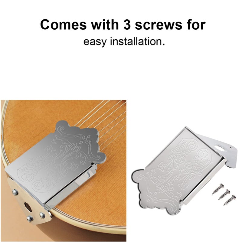 Bnineteenteam Mandolin Tailpiece,Mandolin Metal Tailpiece Replacement Part with Screws(Silver) - Image 5